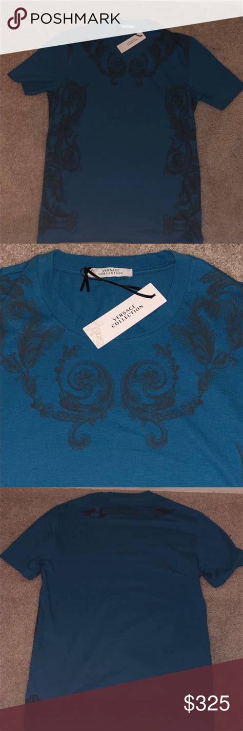 versace collection man t-shirt girocollo blue and white|Gianni Versace.